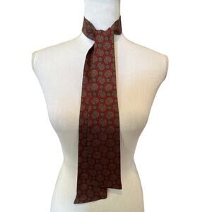 Vintage Jos A Bank Silk Neck Tie Bow Tie Brick Red Print